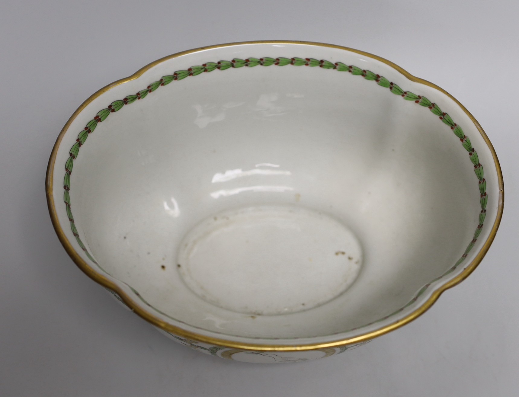 A 19th century porcelain bough pot of large size, painted in neo-classical style